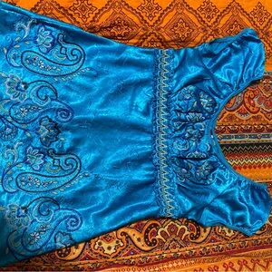 Vibrant Vintage Blue Embroidered Dress
